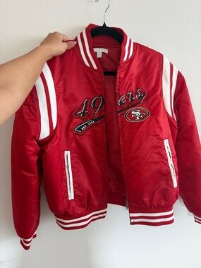 San Francisco 49ers Red Varsity Jacket - Team Satin Bomber